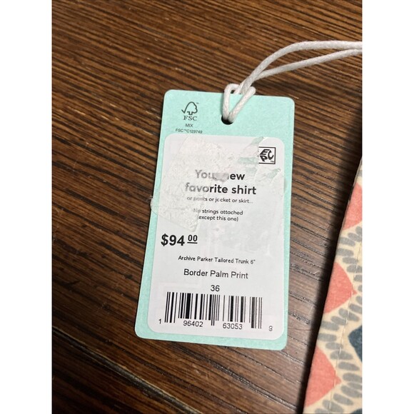 Men’s Marine Layer Size 36 Archive Parker Tailored Swim Trunk 6” Palm Print NWT - Picture 3 of 4